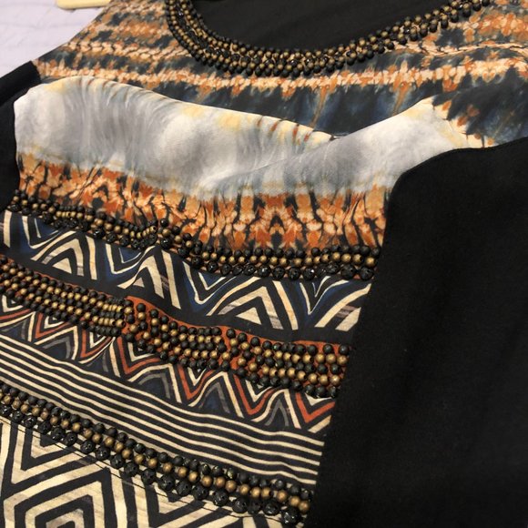 Evening knee length dress. Brazilian brand CLEO. Mixed print colors. Size L - Picture 9 of 12